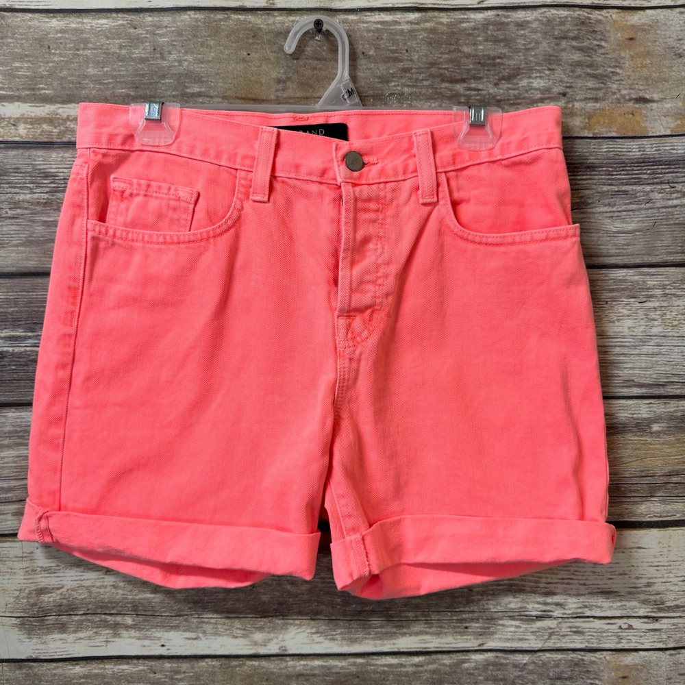 J Brand Jean Shorts‎ 26 Kennedy Flamingo Pink Denim Shorts Button Fly Cuffed Hem
